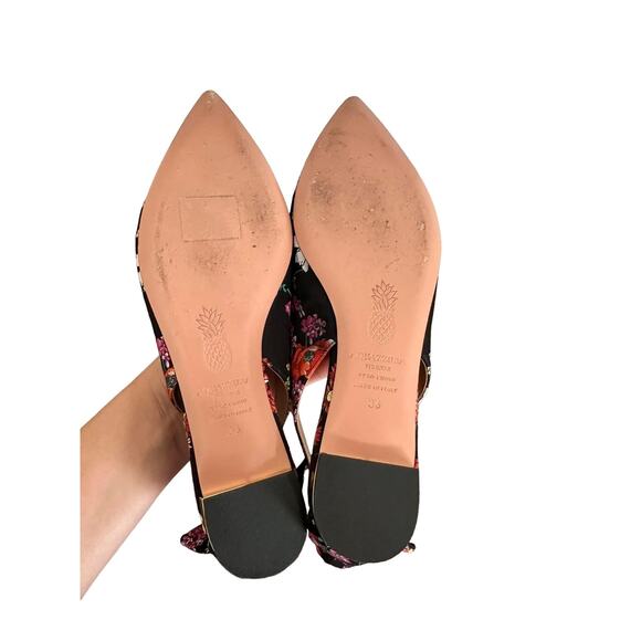 Aquazzura Bow Tie Floral Ballet Flats Size 36 Multicolor Pointed Toe - Picture 8 of 9